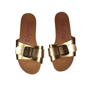 Blowfish Malibu Women's Brown Gold Faux‎ Leather Strappy Sandals Size 7.5